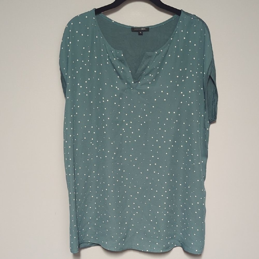 Papermoon Green Relaxed Blouse with V-Neck